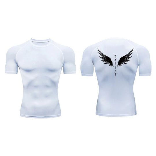 Yin Yang Sword Print Compression Shirt for Men – Quick Dry, Athletic Gym & Running T-Shirt