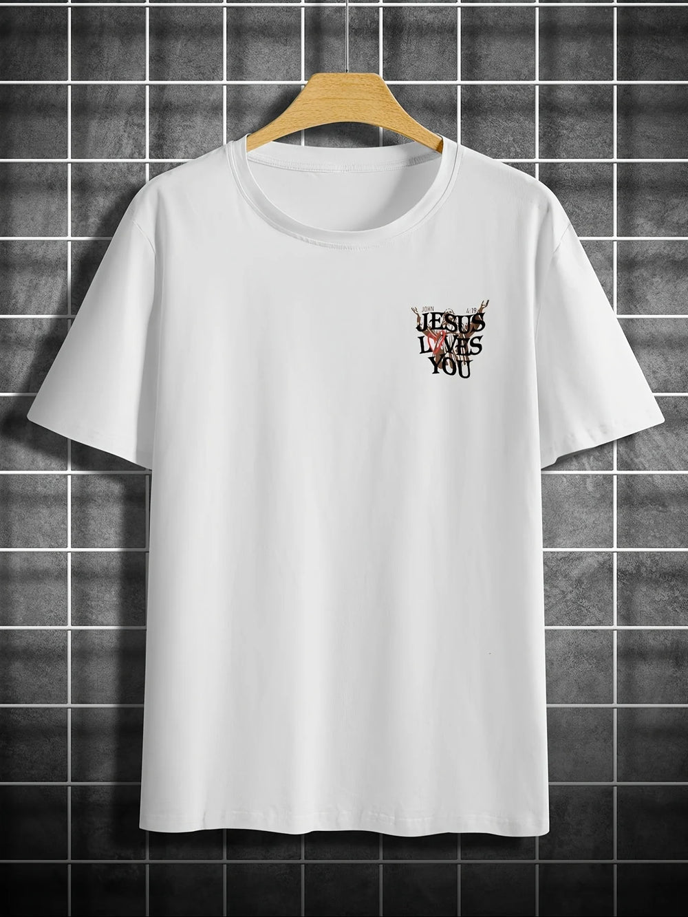 Men’s “JESUS LOVES YOU” T-Shirt – Relaxed Fit Christian Summer Shirt, Lightweight Casual Tee