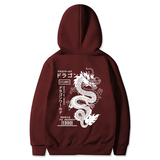 Chinese Dragon Printed Hoodie, Front and Back Printed Y2K