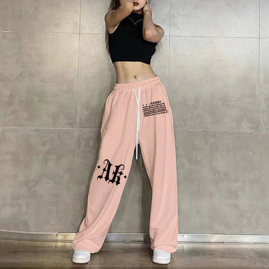 Sweatpants Korean Elastic Waist Loose Sports Wide Leg Trousers