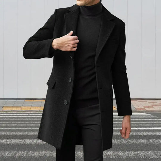 Flap Pocket Jacket Mid-length Warm Jacket Overcoat