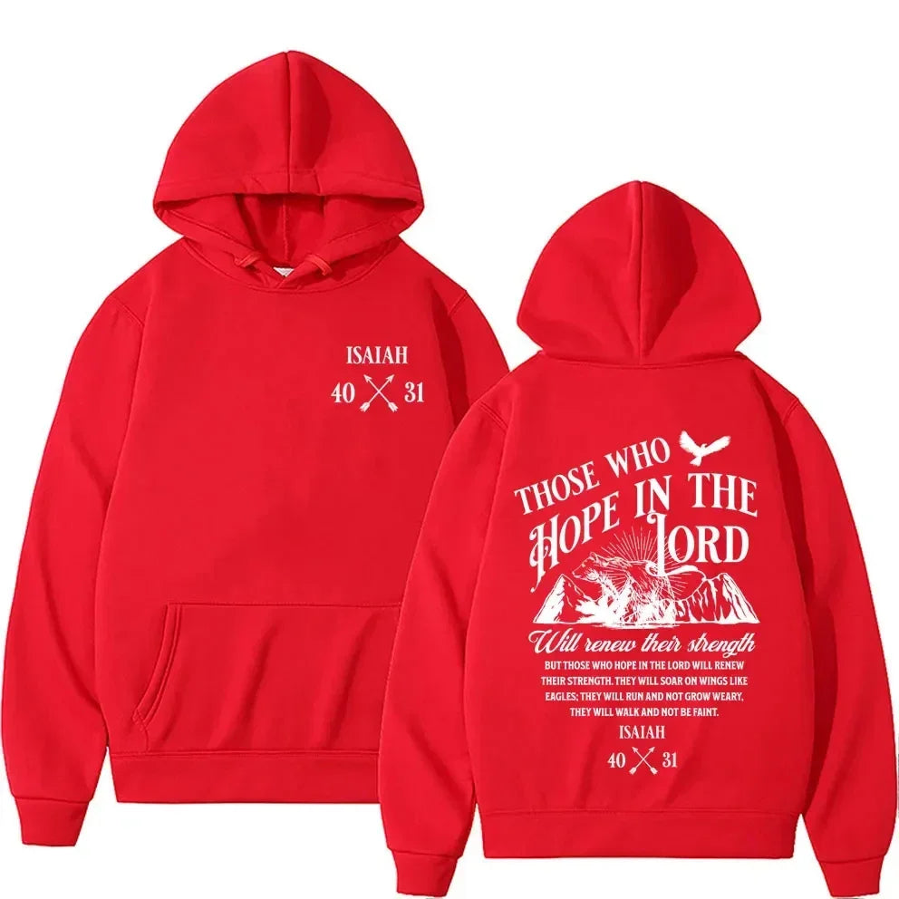 Hope in The Lord Christian Hoodie Y2K Christian Jesus Letters Print Hoodies