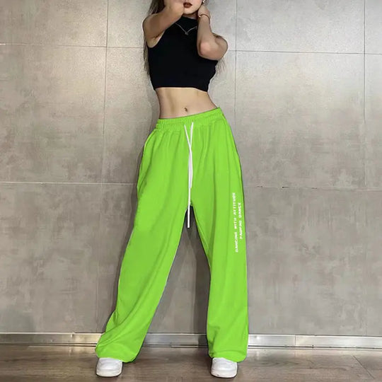 Sweatpants Korean Elastic Waist Loose Sports Wide Leg Trousers