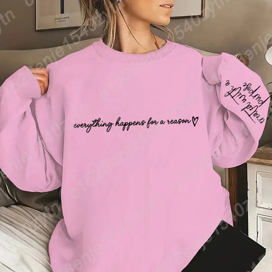 Letter Print Sweatshirt, Long Sleeve Crew Neck Casual Oversized Sweatshirt For Fall & Winter, Women's Plus Size Clothing