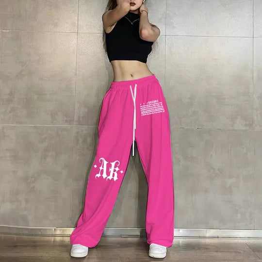 Sweatpants Korean Elastic Waist Loose Sports Wide Leg Trousers