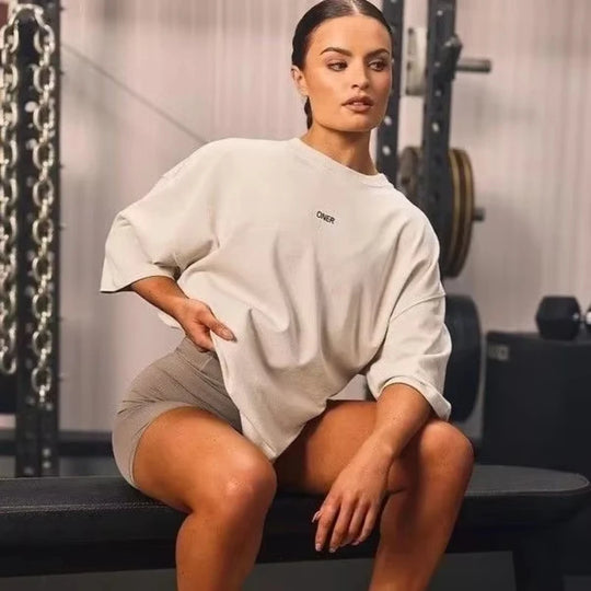 Active RTB Women’s Cotton Print T-Shirt –  Summer Short Sleeve Fashion Gym Tee