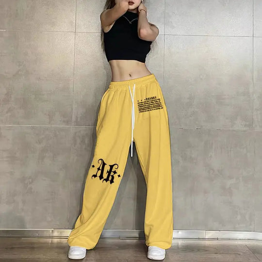 Sweatpants Korean Elastic Waist Loose Sports Wide Leg Trousers