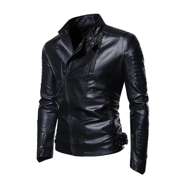 Leather jacket men's autumn and winter vintage motorcycle lapel waterproof jacket, top tier jacket for men in Europe and America