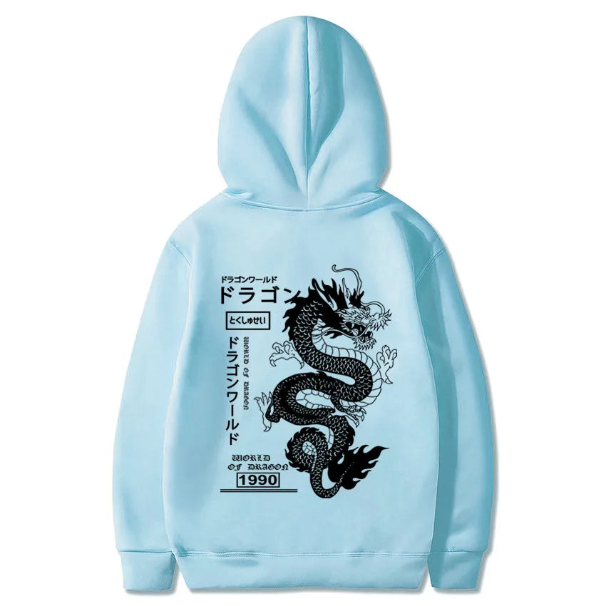 Chinese Dragon Printed Hoodie, Front and Back Printed Y2K