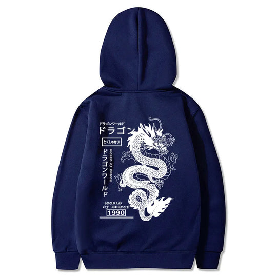 Chinese Dragon Printed Hoodie, Front and Back Printed Y2K