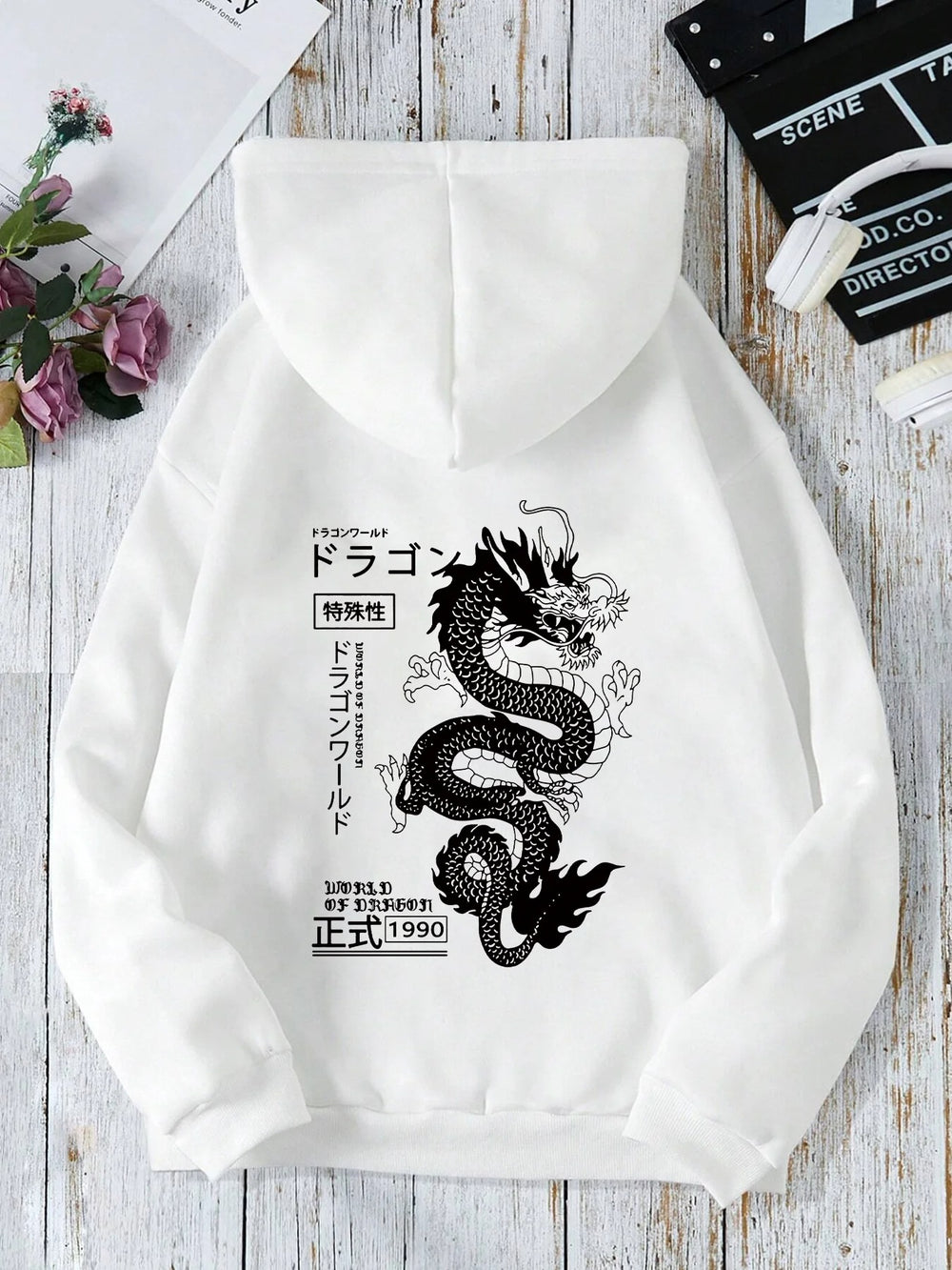 Chinese Dragon Printed Hoodie, Front and Back Printed Y2K