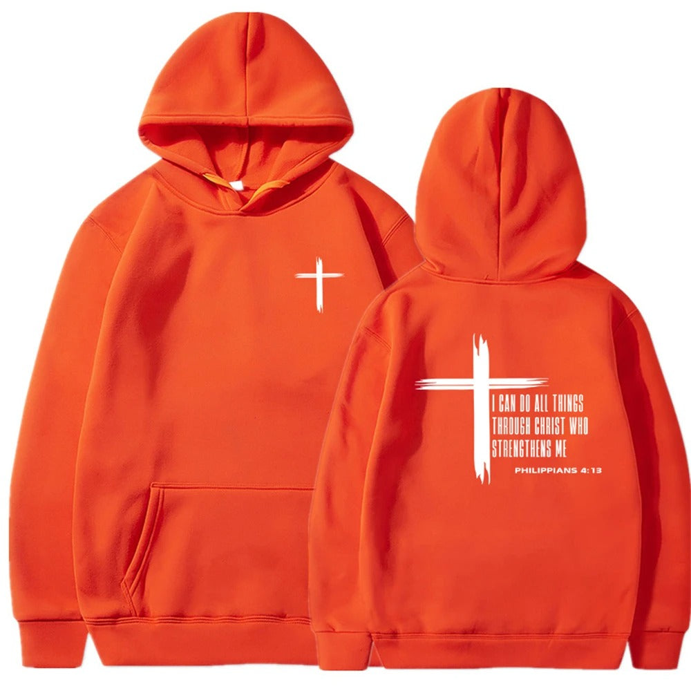 Christian Hoodie, Letter & Cross Print Long Sleeve Hoodies, Casual Hooded Pullovers